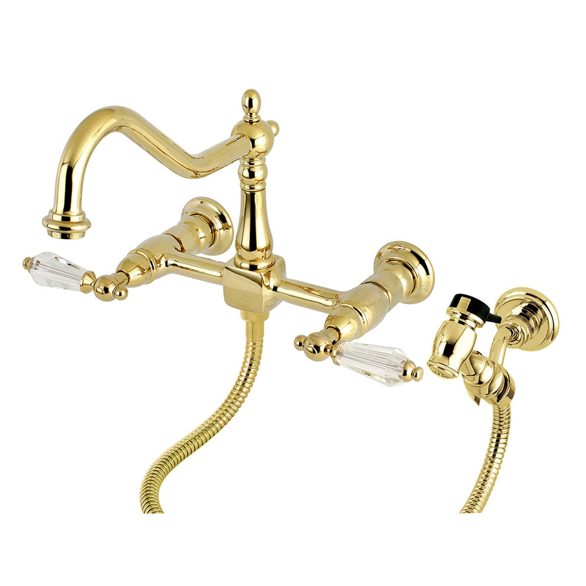 Kingston Brass Wall Mount 8" Centerset Kitchen Faucet with Brass Sprayer-Kitchen Faucets-Free Shipping-Directsinks.