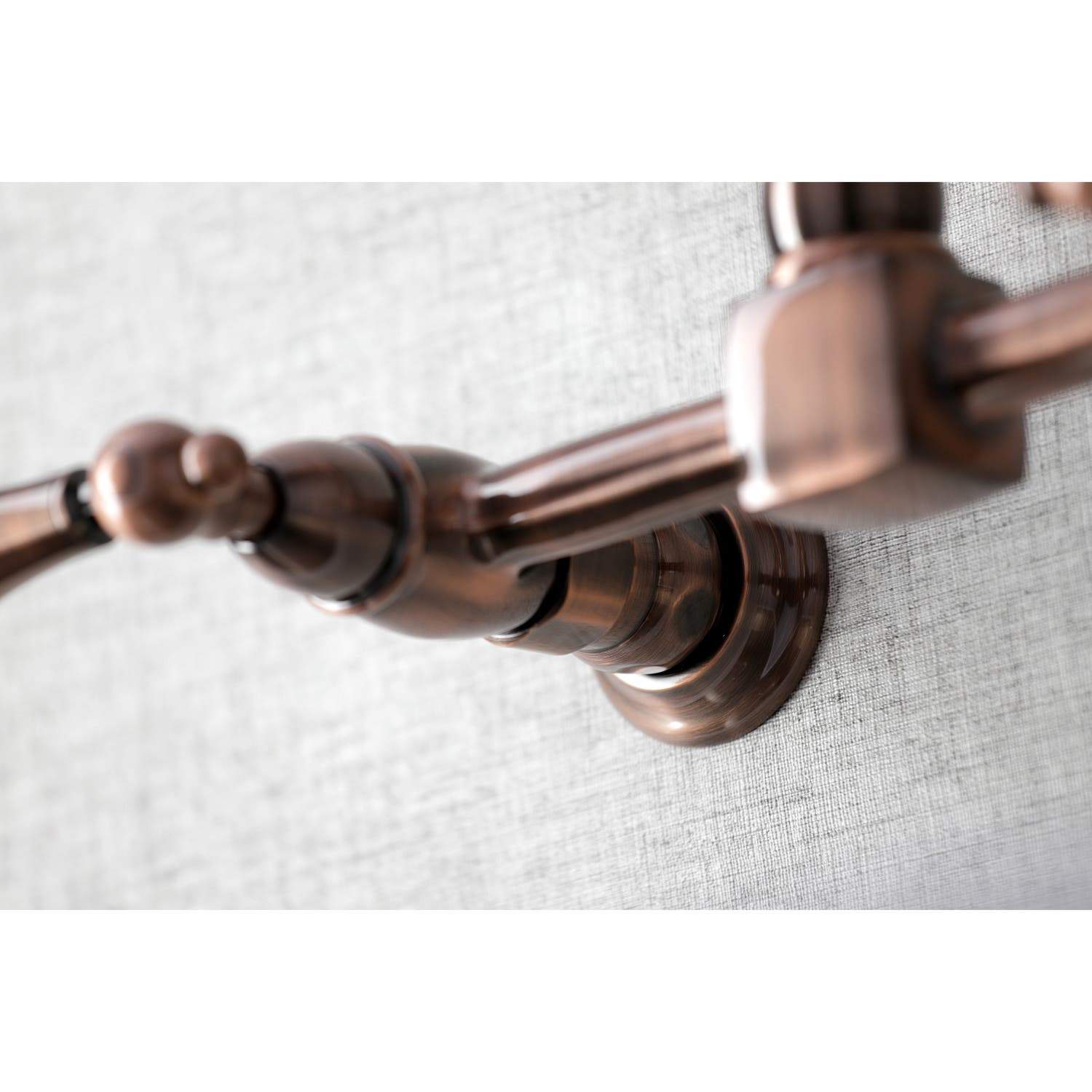 Kingston Brass KS124ALAC Heritage Two-Handle Wall Mount Bridge Kitchen Faucet, Antique Copper