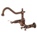 Kingston Brass KS124PLAC Heritage Two-Handle Wall Mount Bridge Kitchen Faucet, Antique Copper-DirectSinks