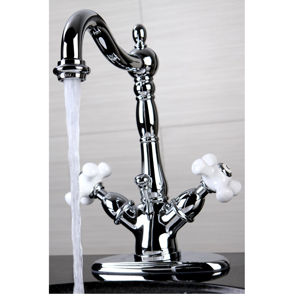 Kingston Brass Heritage 4" Centerset Deck Mount Bathroom Faucet with Pop-Up Drain