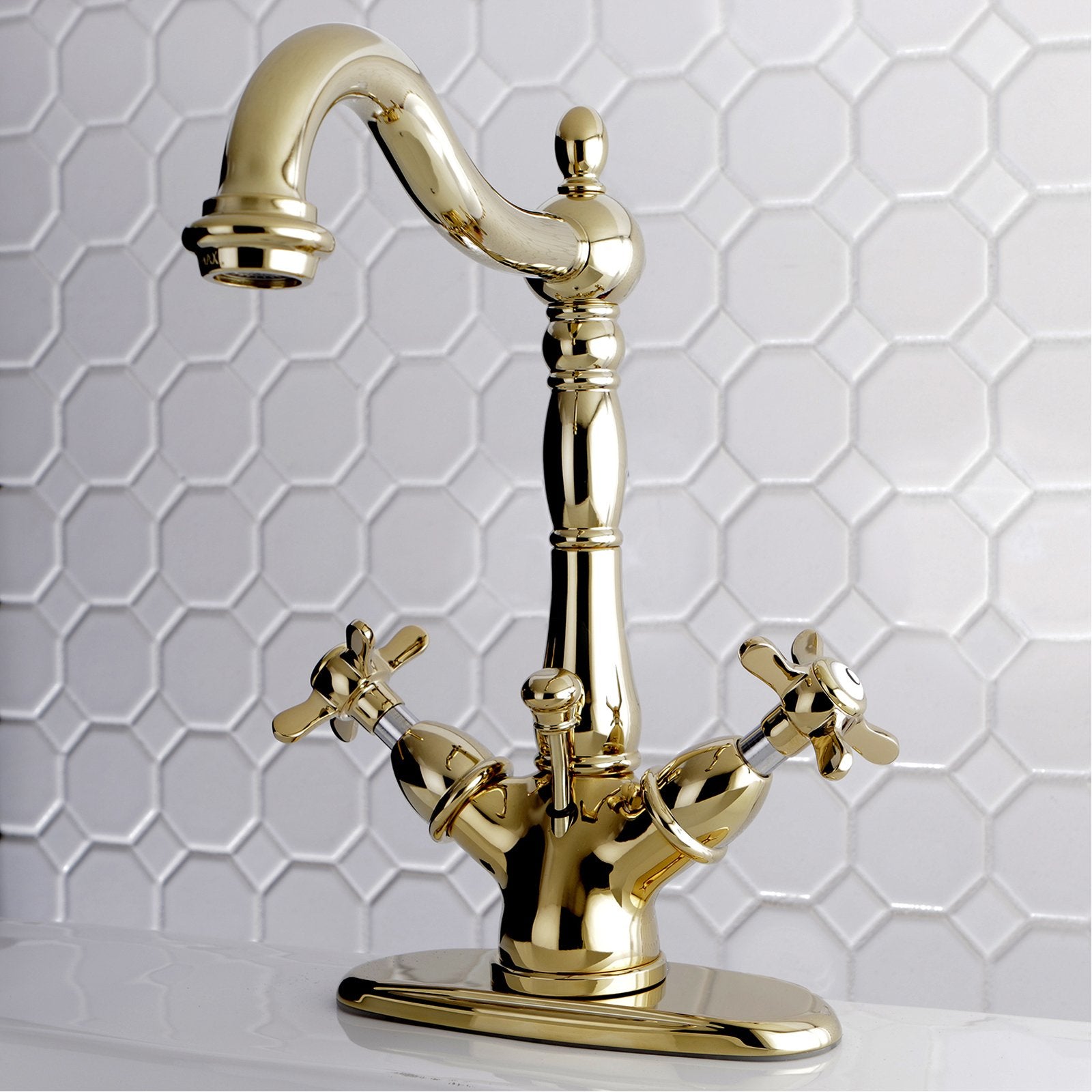 Kingston Brass Essex Classic 4" Centerset Lavatory Faucet with Brass Pop-up-Bathroom Faucets-Free Shipping-Directsinks.