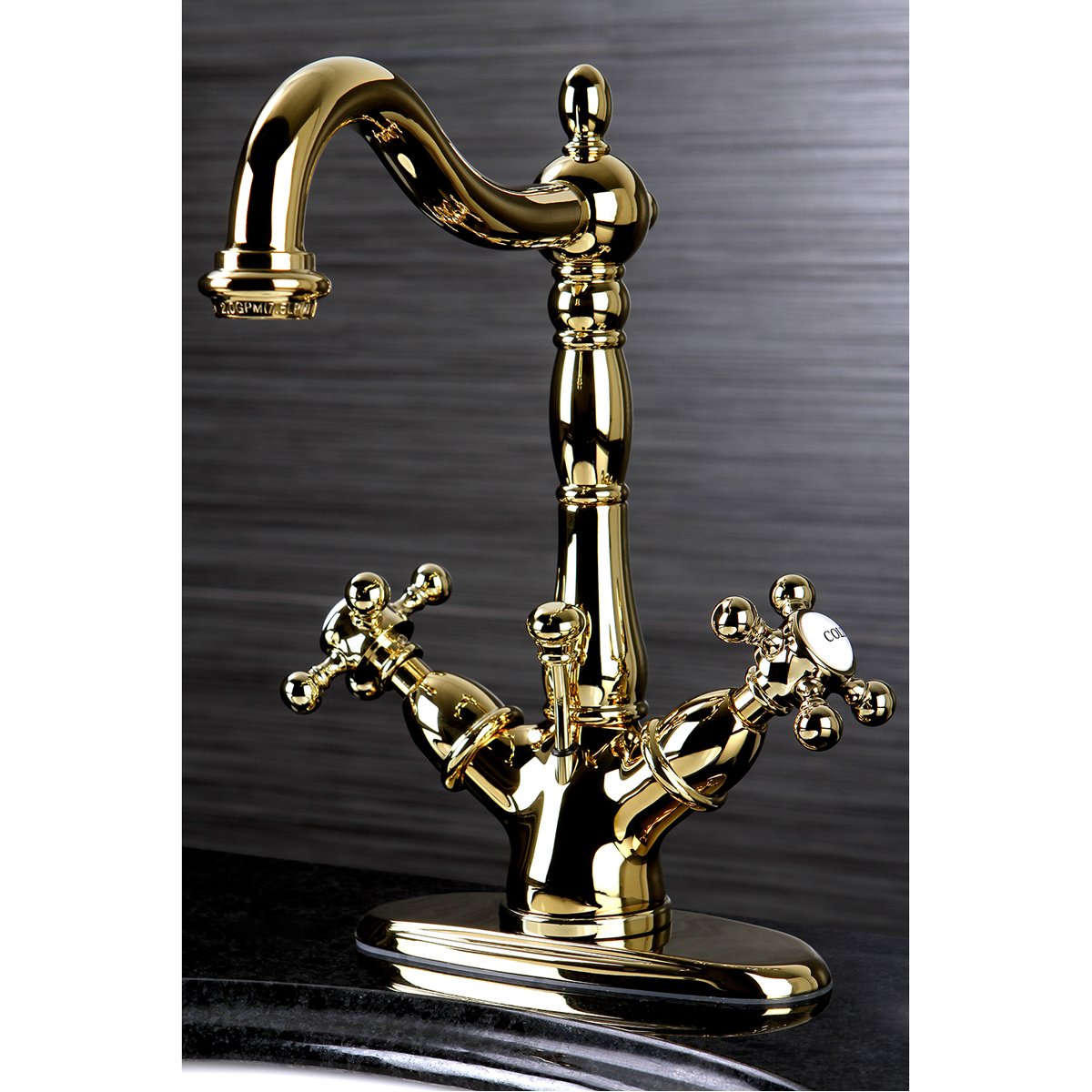 Kingston Brass KS1437AX in. Centerset Bathroom Faucet, Brushed Brass 