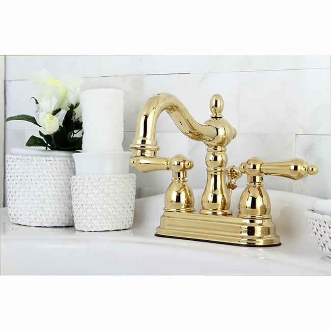 Kingston Brass Heritage Two Handle 4" Centerset Lavatory Faucet with Brass Pop-up-Bathroom Faucets-Free Shipping-Directsinks.