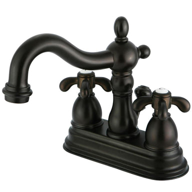 Kingston Brass French Country Two Handle 4" Centerset Lavatory Faucet with Brass Pop-up-Bathroom Faucets-Free Shipping-Directsinks.