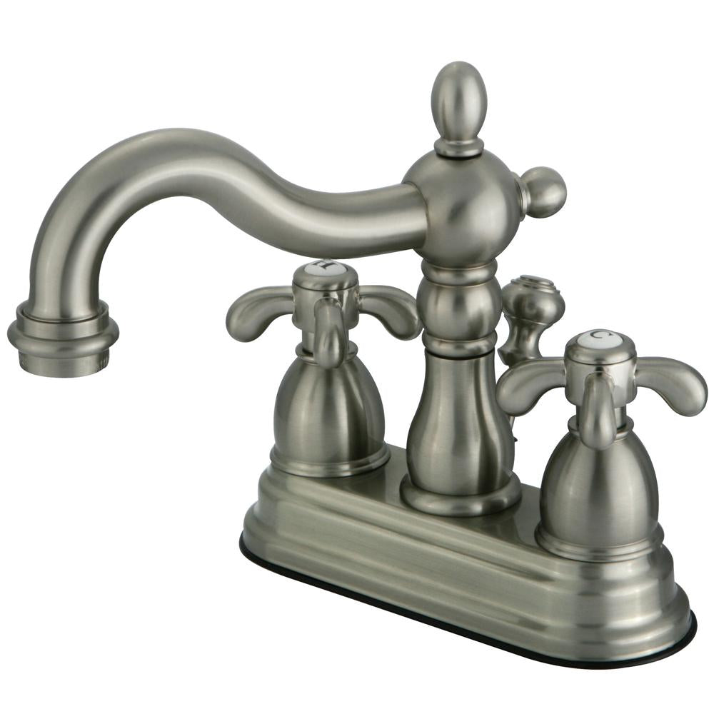 Kingston Brass French Country Two Handle 4" Centerset Lavatory Faucet with Brass Pop-up-Bathroom Faucets-Free Shipping-Directsinks.