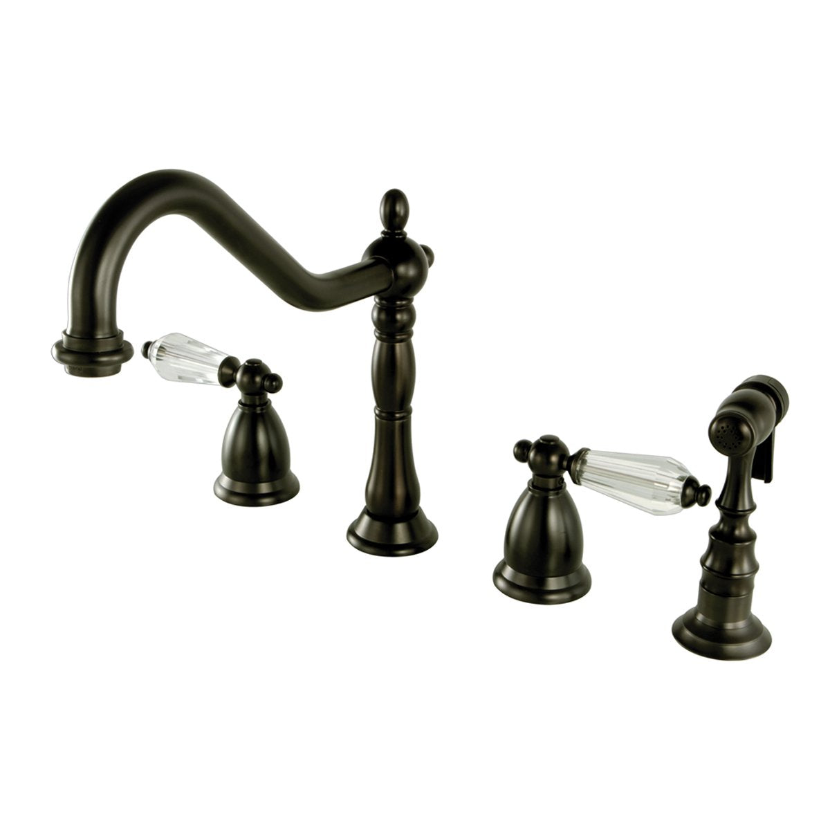 Kingston Brass Widespread Kitchen Faucet with Brass Sprayer-Kitchen Faucets-Free Shipping-Directsinks.