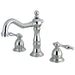 Kingston Brass Heritage Two Handle Deck Mount 8" to 14" Widespread Lavatory Faucet with Brass Pop-up-Bathroom Faucets-Free Shipping-Directsinks.
