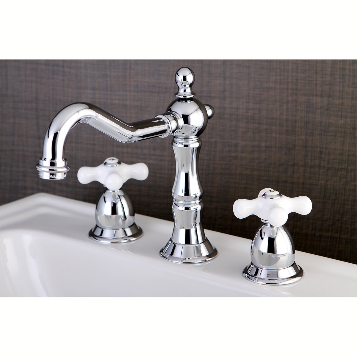 Kingston Brass Heritage Deck Mount 3-Hole 8-Inch Widespread Bathroom Faucet