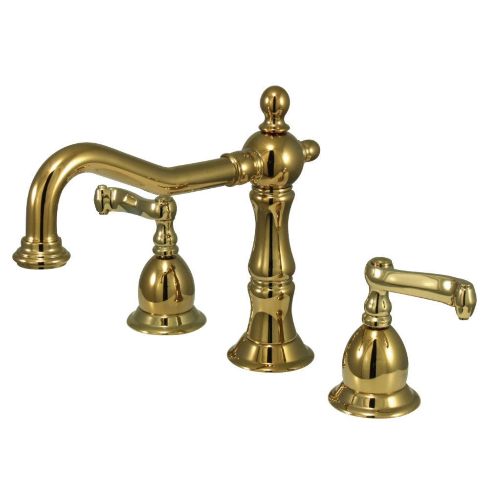 Kingston Brass Heritage Classic Two Handle Deck Mount 8" to 14" Widespread Lavatory Faucet with Brass Pop-up-Bathroom Faucets-Free Shipping-Directsinks.
