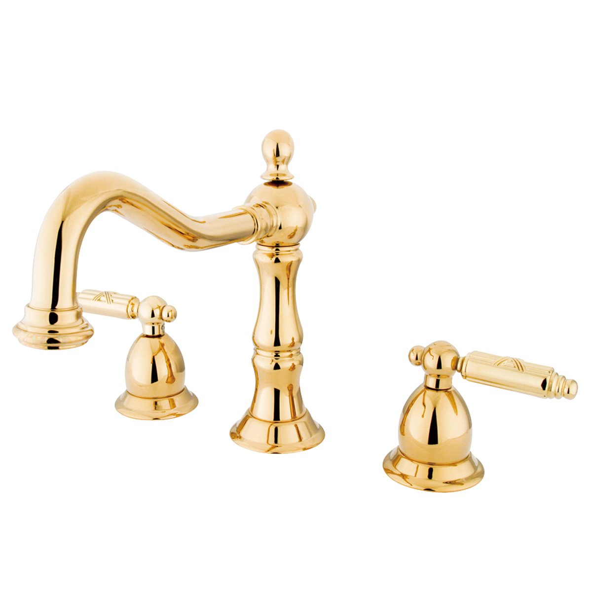 Kingston Brass Heritage Two Handle Three Hole 8" to 14" Widespread Lavatory Faucet with Brass Pop-up-Bathroom Faucets-Free Shipping-Directsinks.