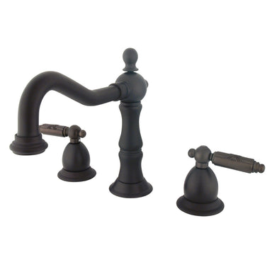 Kingston Brass Heritage Two Handle Three Hole 8" to 14" Widespread Lavatory Faucet with Brass Pop-up-Bathroom Faucets-Free Shipping-Directsinks.
