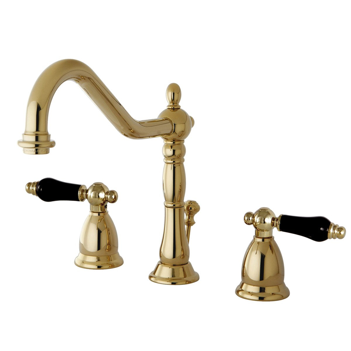 Kingston Brass Heritage Onyx Widespread Lavatory Faucet with Black Porcelain Lever Handle-Bathroom Faucets-Free Shipping-Directsinks.