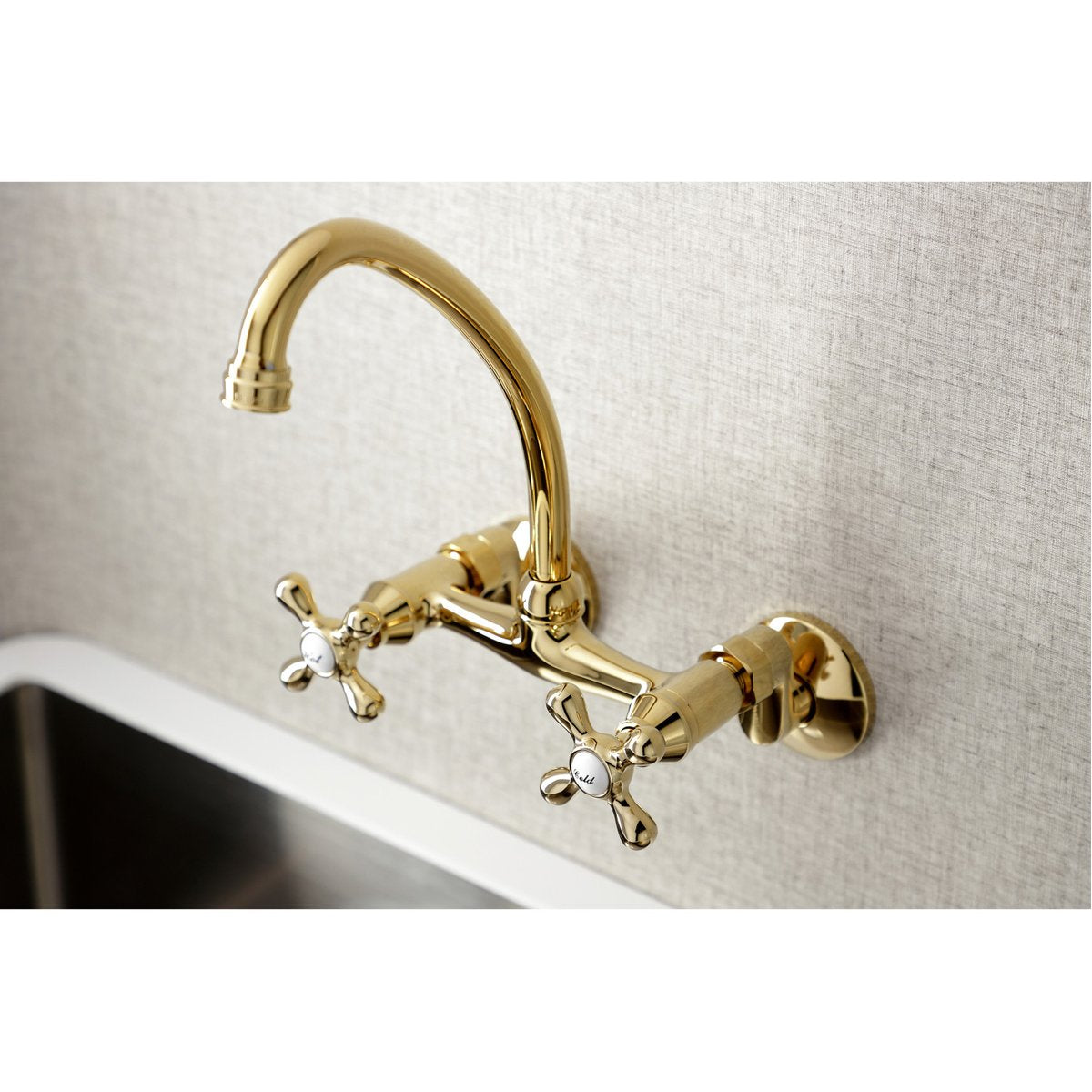 Kingston Brass Kingston 6-Inch Adjustable Center Wall Mount Kitchen Faucet