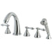 Kingston Brass Royale Three Handle Roman Tub Filler with Hand Shower in Polished Chrome-Tub Faucets-Free Shipping-Directsinks.