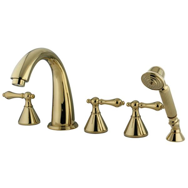 Kingston Brass Royale Three Handle Roman Tub Filler with Hand Shower-Tub Faucets-Free Shipping-Directsinks.