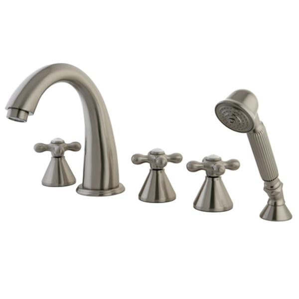 Kingston Brass Royale Three Handle Solid Brass Roman Tub Filler with Hand Shower-Tub Faucets-Free Shipping-Directsinks.