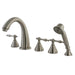 Kingston Brass Naples Three Handle Roman Tub Filler with Hand Shower in Satin Nickel-Tub Faucets-Free Shipping-Directsinks.