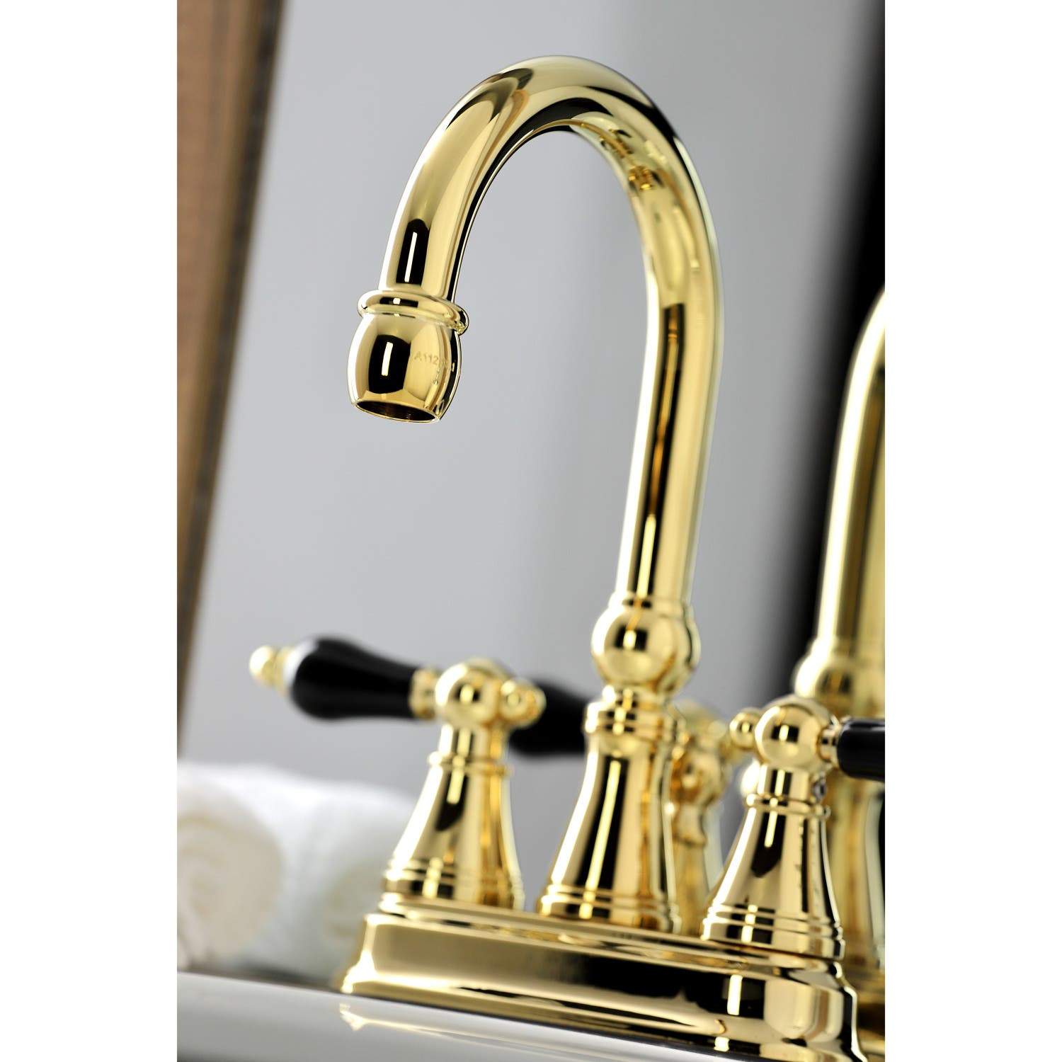 Kingston Brass KS261XPKL-P Duchess 4 in. Centerset Bathroom Faucet with Brass Pop-Up