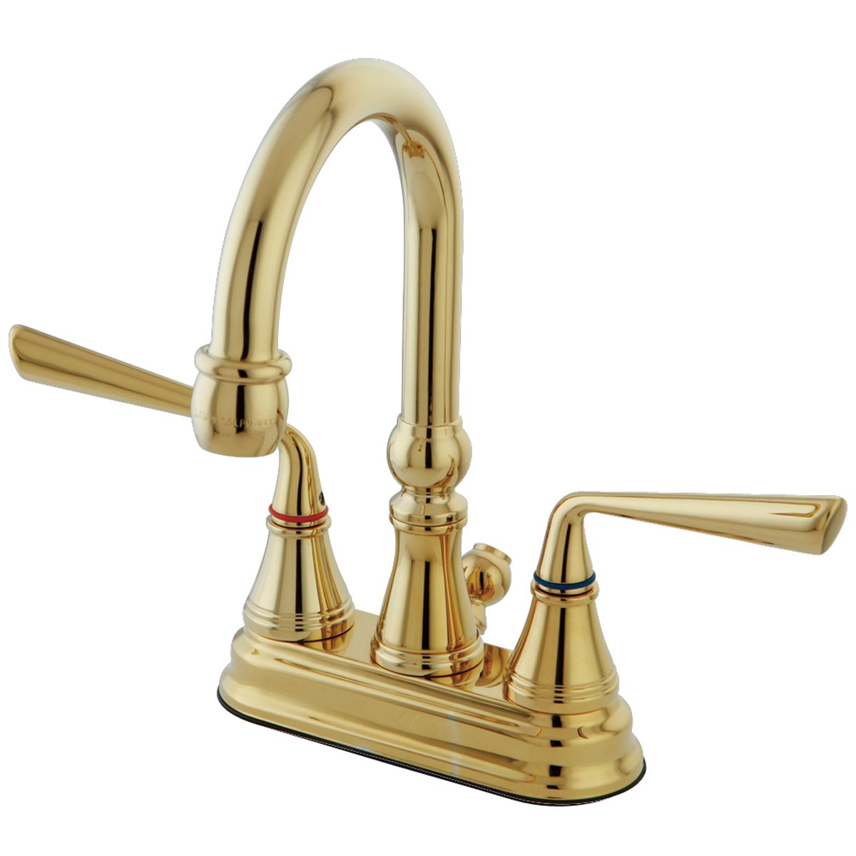 Kingston Brass Silver Sage Two Handle 4" Centerset Lavatory Faucet with Brass Pop-up in Polished Brass-Bathroom Faucets-Free Shipping-Directsinks.