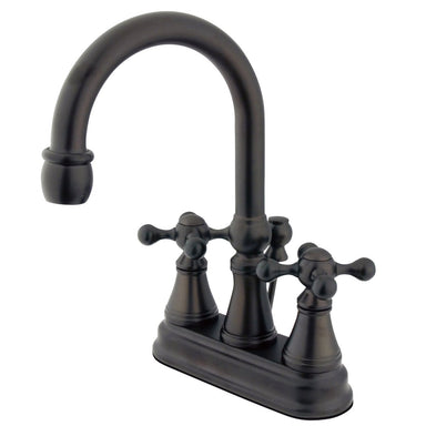 Kingston Brass Governor Two Handle Three Hole 4" Centerset Lavatory Faucet with Brass Pop-up-Bathroom Faucets-Free Shipping-Directsinks.
