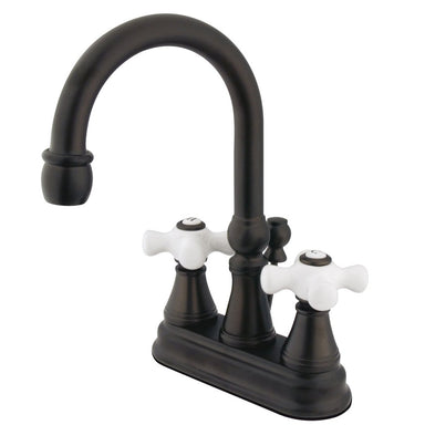 Kingston Brass Governor Two Handle Deck Mount 4" Centerset Lavatory Faucet with Brass Pop-up-Bathroom Faucets-Free Shipping-Directsinks.