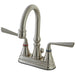 Kingston Brass Silver Sage Two Handle 4" Centerset Lavatory Faucet with Brass Pop-up in Satin Nickel-Bathroom Faucets-Free Shipping-Directsinks.