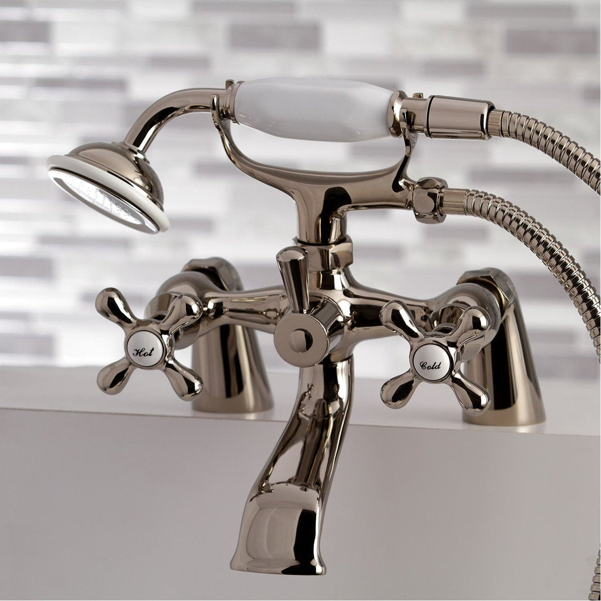 Kingston Brass Deck Mount Clawfoot Tub Faucet with Hand Shower