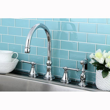 Kingston Brass Tuscany 8" Deck Mount Kitchen Faucet with Brass Sprayer-Kitchen Faucets-Free Shipping-Directsinks.