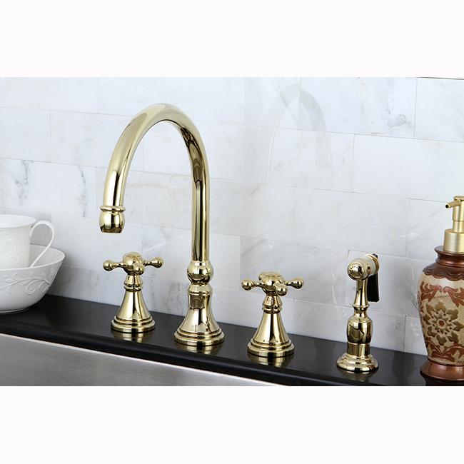 Kingston Brass Governor Classic 8" Deck Mount Kitchen Faucet with Brass Sprayer-Kitchen Faucets-Free Shipping-Directsinks.