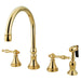 Kingston Brass Governor 8" Deck Mount Metal Lever Handle Kitchen Faucet with Brass Sprayer-Kitchen Faucets-Free Shipping-Directsinks.