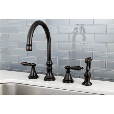 Kingston Brass Governor 8" Deck Mount Kitchen Faucet with Brass Sprayer-Kitchen Faucets-Free Shipping-Directsinks.