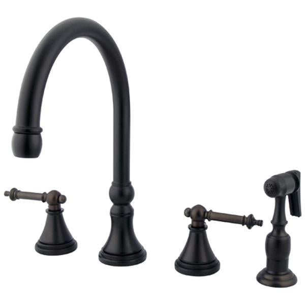 Kingston Brass Tuscany 8" Deck Mount Kitchen Faucet with Brass Sprayer-Kitchen Faucets-Free Shipping-Directsinks.