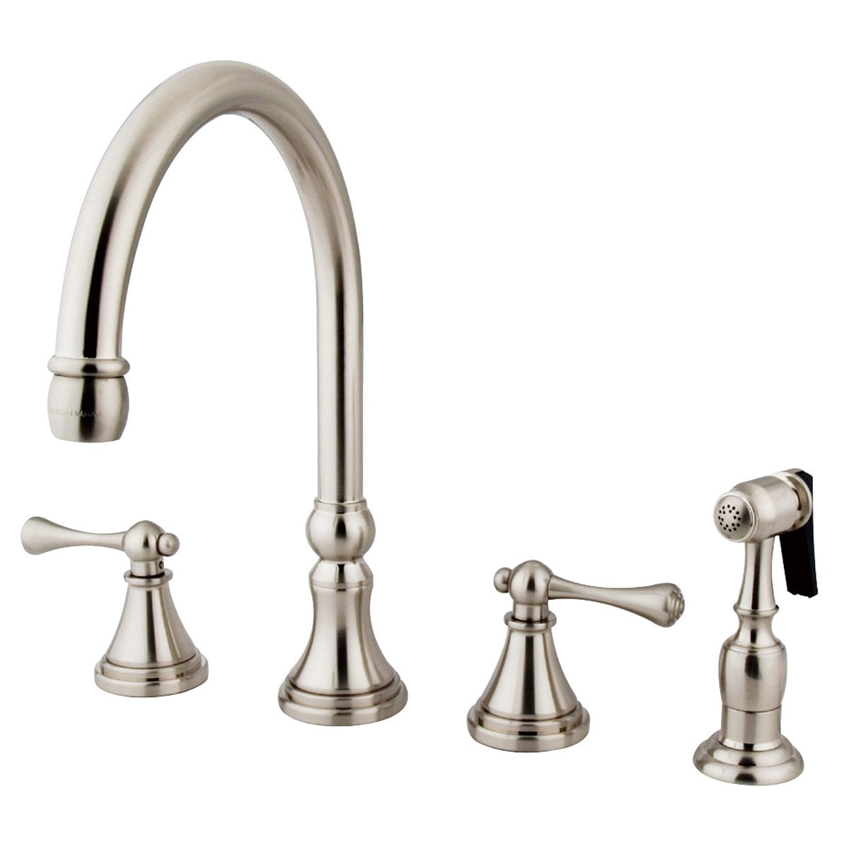 Kingston Brass Governor 8" Deck Mount Kitchen Faucet with Brass Sprayer and Lever Handle-Kitchen Faucets-Free Shipping-Directsinks.