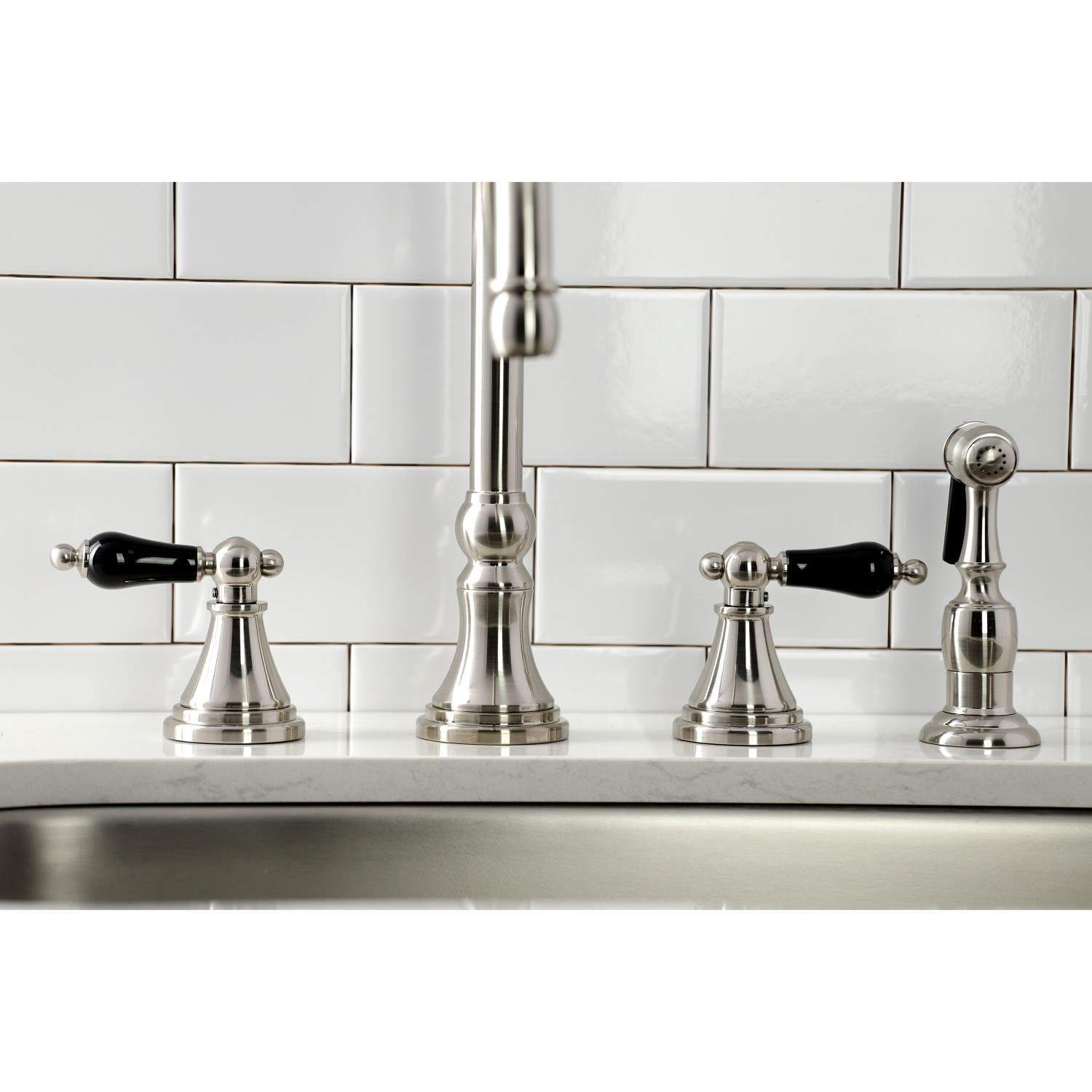 Kingston Brass KS279XPKLBS-P Duchess Widespread Kitchen Faucet with Brass Sprayer