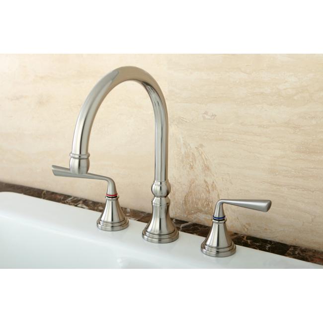 Kingston Brass KS2798ZLLS Silver Sage Double Handle Widespread Kitchen Faucet without Brass Sprayer-Kitchen Faucets-Free Shipping-Directsinks.