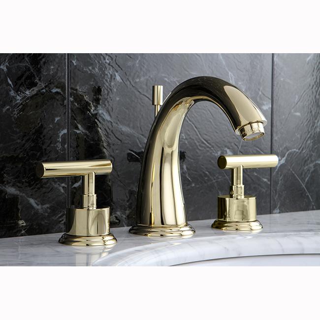 Kingston Brass Manhattan Two Handle 8" to 16" Widespread Lavatory Faucet with Brass Pop-up-Bathroom Faucets-Free Shipping-Directsinks.