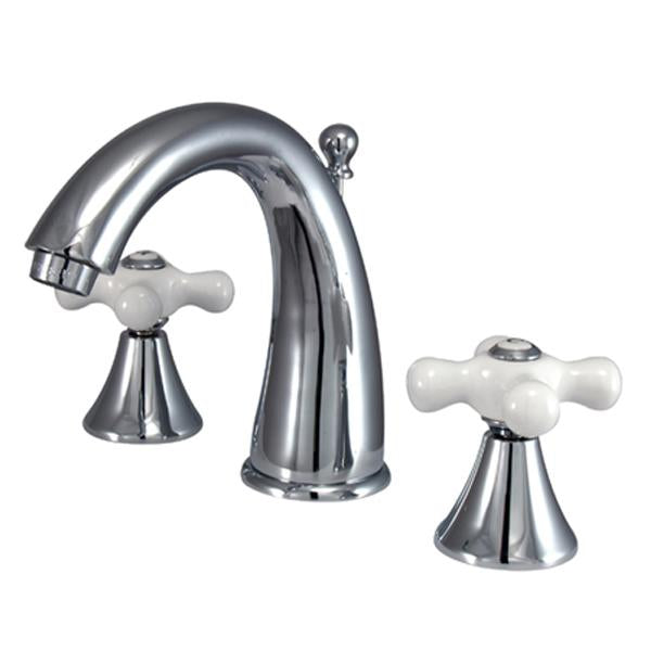 Kingston Brass Naples 8" to 16" Widespread Two Handle Deck Mount Lavatory Faucet with Brass Pop-up-Bathroom Faucets-Free Shipping-Directsinks.