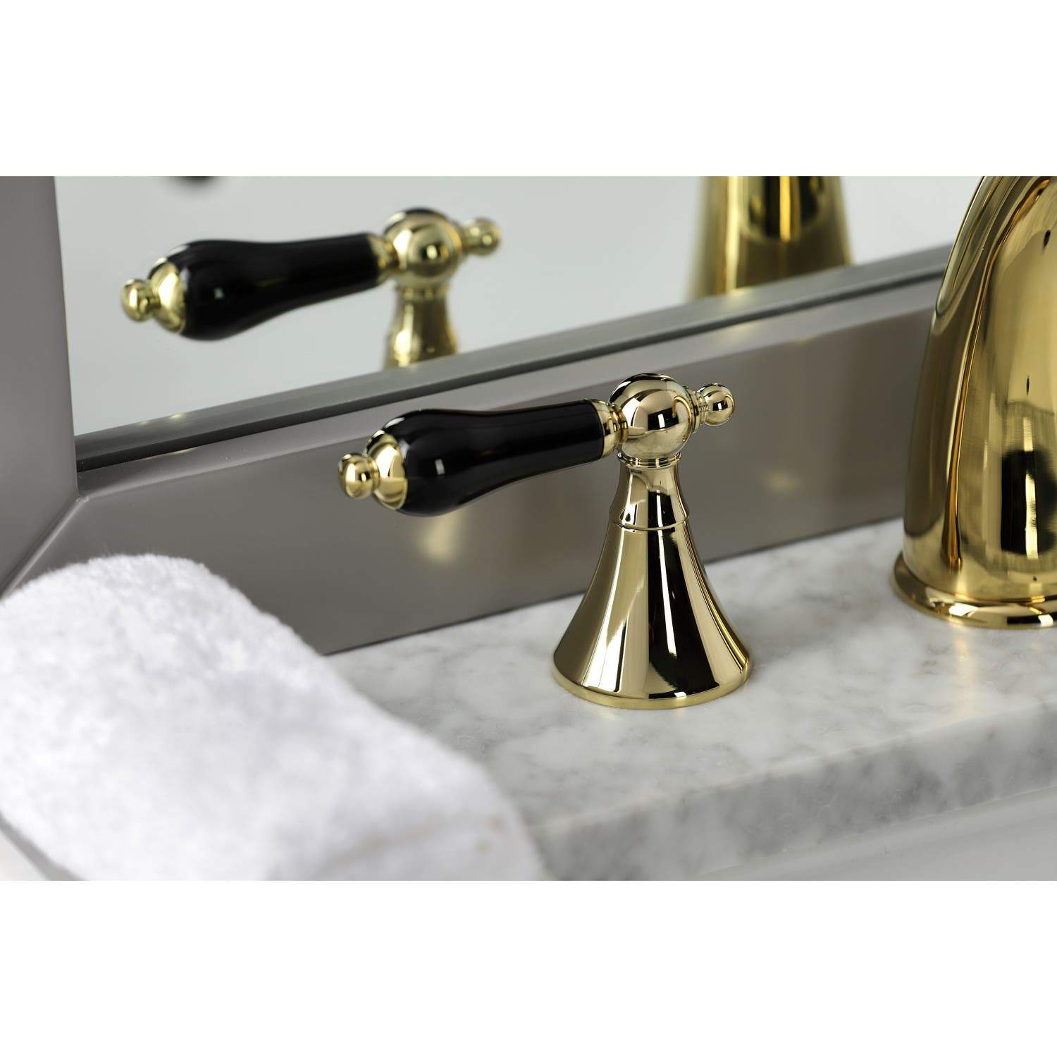 Kingston Brass KS297XPKL-P Duchess Widespread Bathroom Faucet with Brass Pop-Up