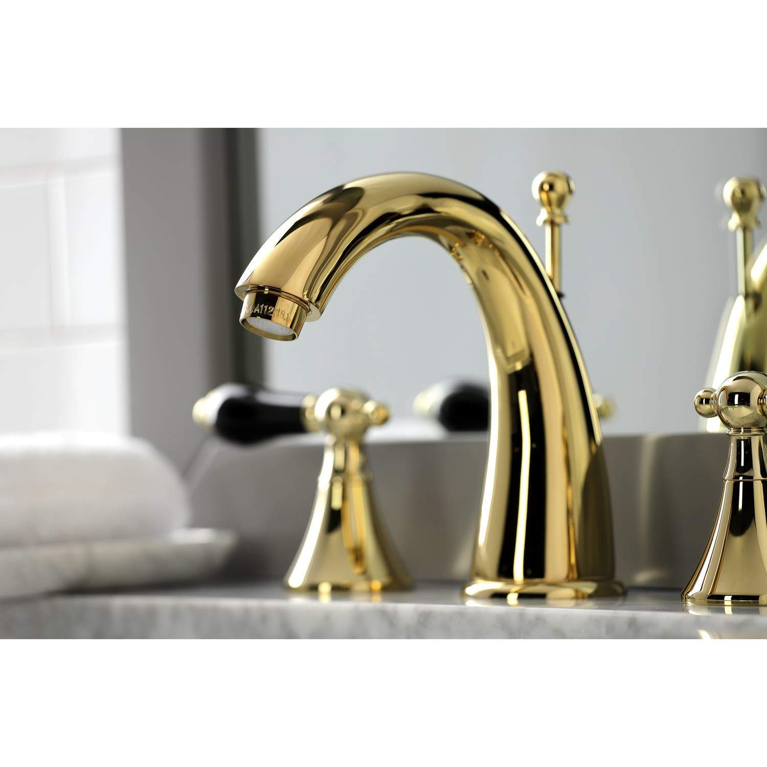 Kingston Brass KS297XPKL-P Duchess Widespread Bathroom Faucet with Brass Pop-Up