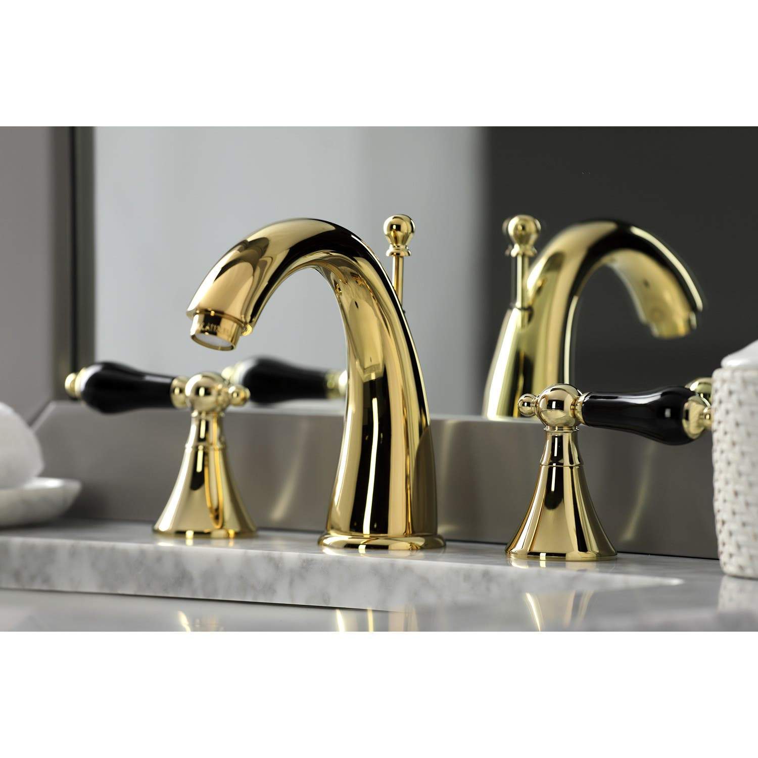 Kingston Brass KS297XPKL-P Duchess Widespread Bathroom Faucet with Brass Pop-Up