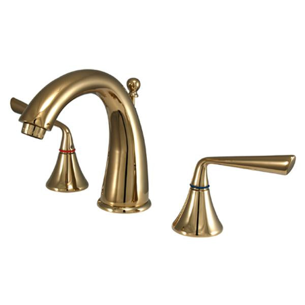 Kingston Brass Silver Sage Two Handle Deck Mount 8" to 16" Widespread Lavatory Faucet with Brass Pop-up-Tub Faucets-Free Shipping-Directsinks.