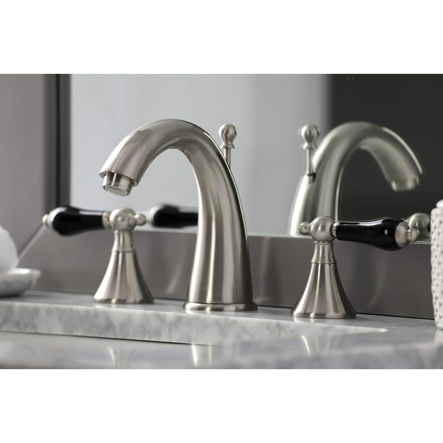 Kingston Brass KS297XPKL-P Duchess Widespread Bathroom Faucet with Brass Pop-Up