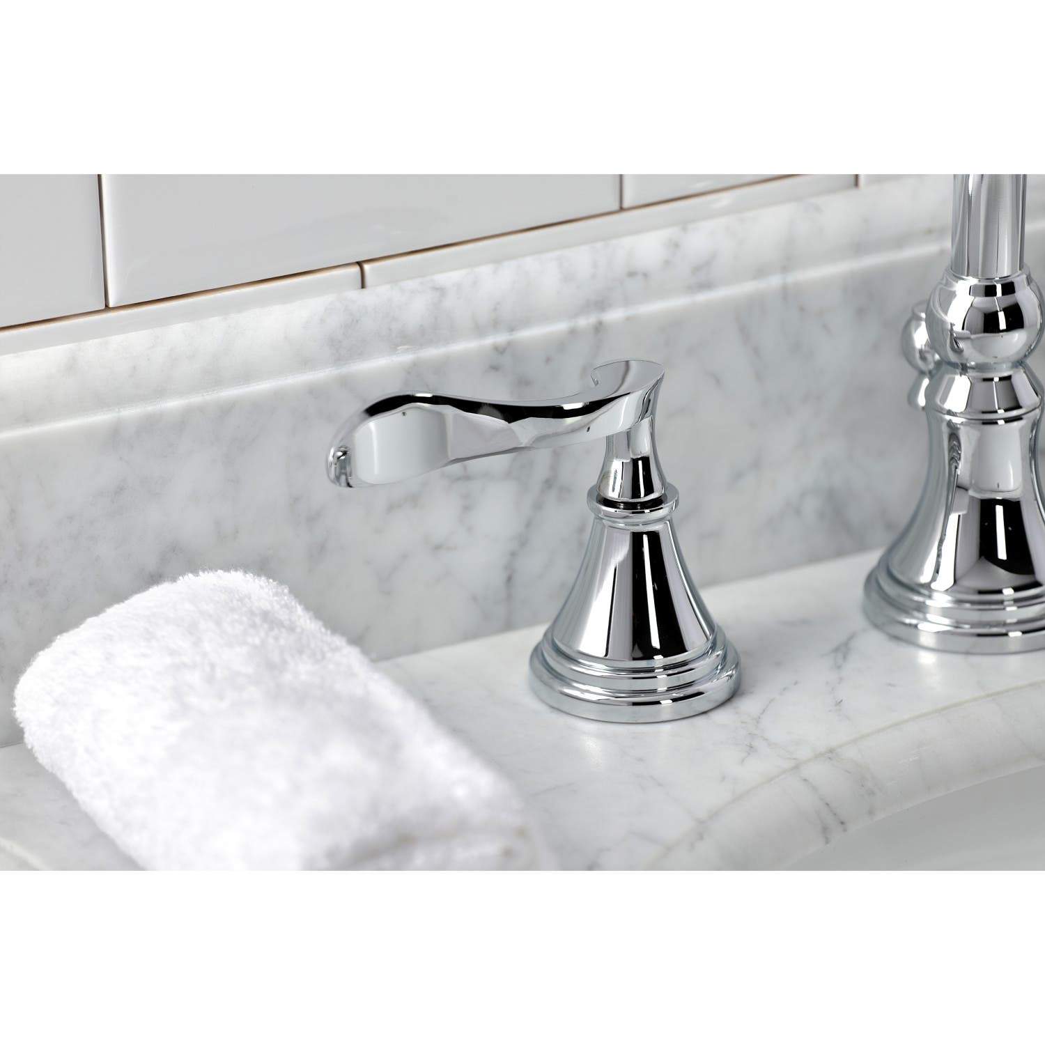 Kingston Brass KS298XCFL-P Century Widespread Bathroom Faucet with Brass Pop-Up