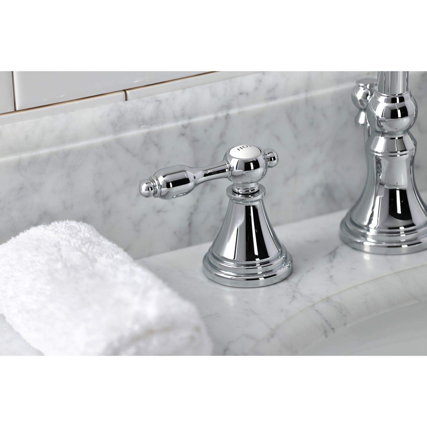 Kingston Brass KS298XTAL-P Tudor Widespread Bathroom Faucet with Brass Pop-Up