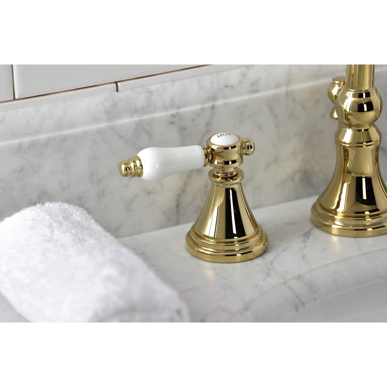 Kingston Brass KS298XBPL-P Bel Air Widespread Bathroom Faucet with Brass Pop-Up