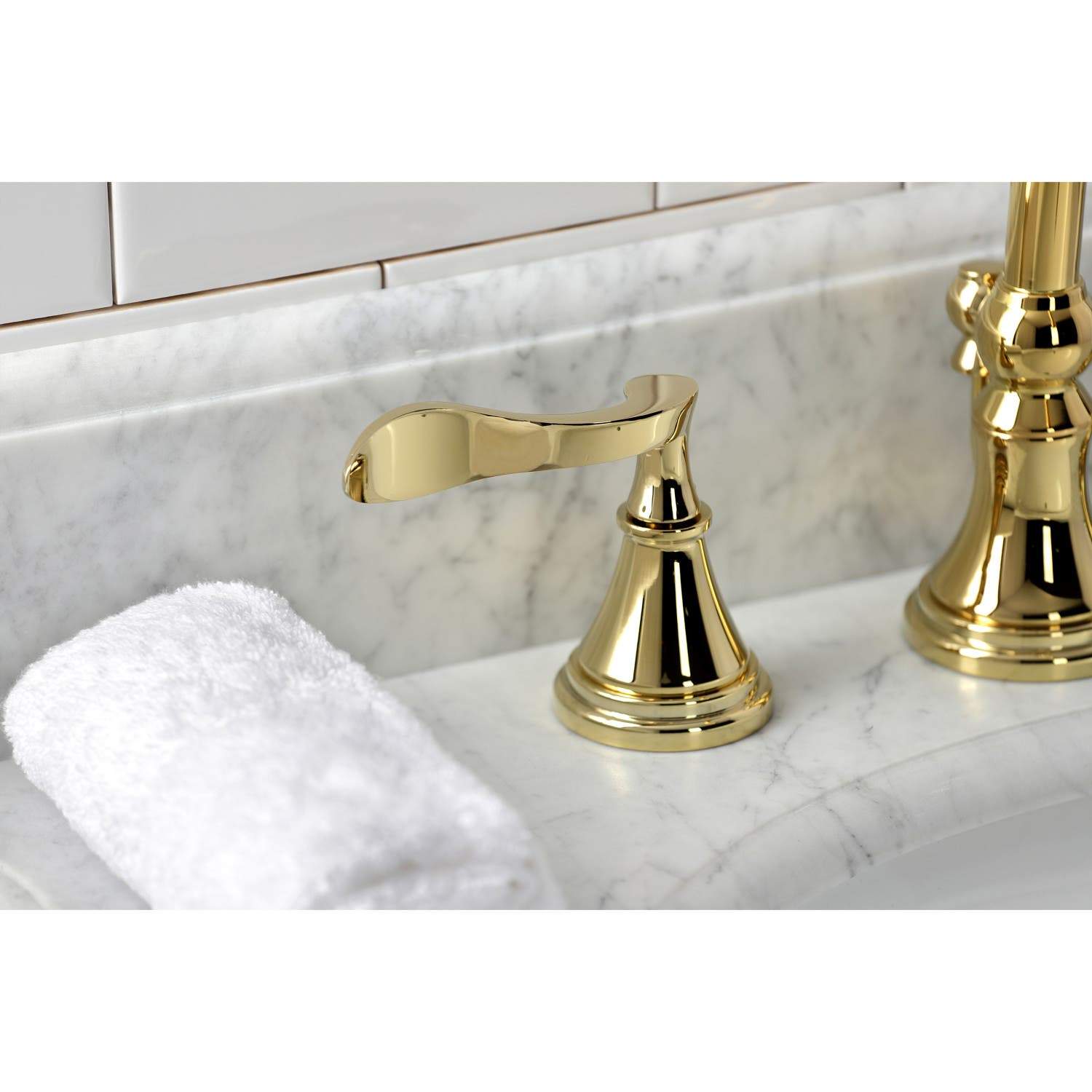 Kingston Brass KS298XCFL-P Century Widespread Bathroom Faucet with Brass Pop-Up