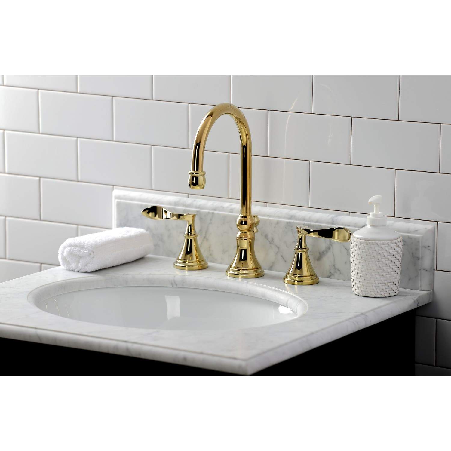 Kingston Brass KS298XCFL-P Century Widespread Bathroom Faucet with Brass Pop-Up