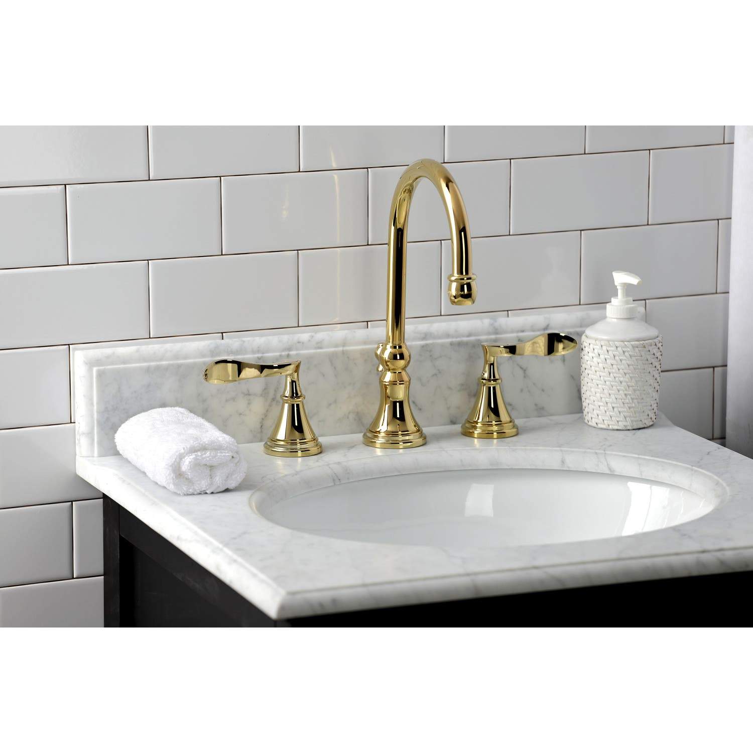 Kingston Brass KS298XCFL-P Century Widespread Bathroom Faucet with Brass Pop-Up