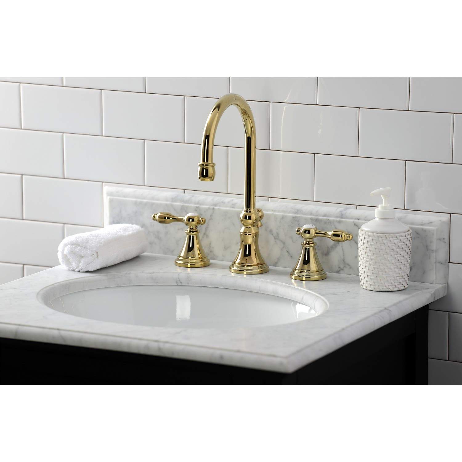 Kingston Brass KS298XTAL-P Tudor Widespread Bathroom Faucet with Brass Pop-Up