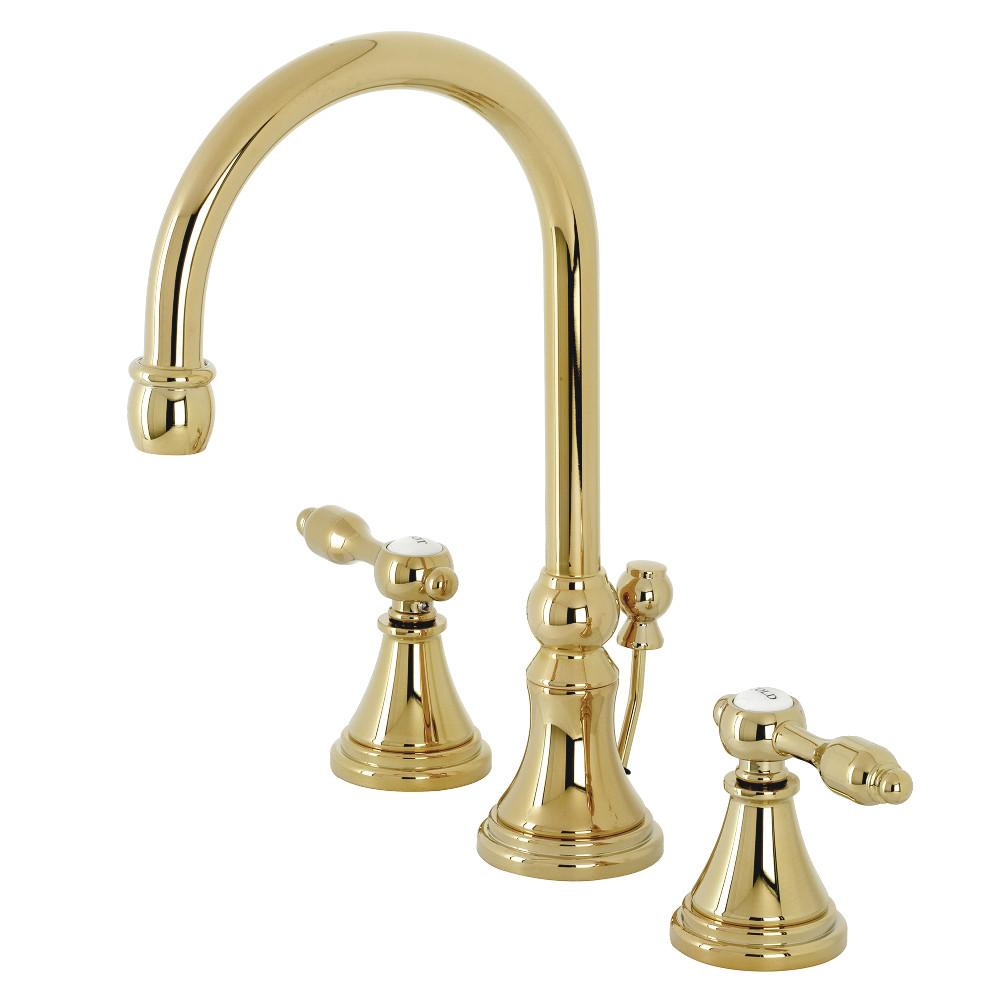 Kingston Brass KS298XTAL-P Tudor Widespread Bathroom Faucet with Brass Pop-Up